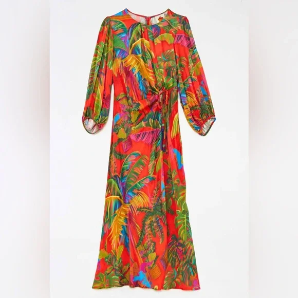 farm rio urban jungle midi dress Farm Rio, Printed Linen maxi dress, Women, Multicolor, S, Dresses